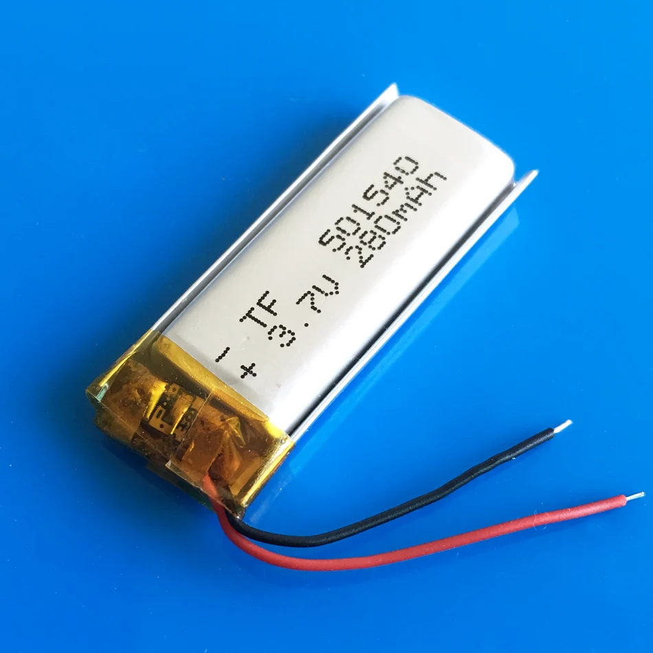 Batteria Lipo ai polimeri di litio da 3.7V 280mAh ricaricabile 501540 personalizzata per braccialetto MP3 registratore di guida a luce Led Bluetooth