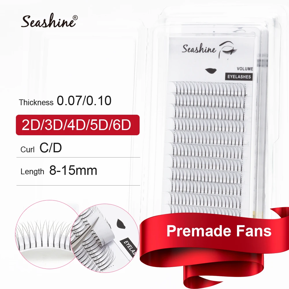 

Seashine Mixed Tray Premade Fans 2D 3D 4D 5D 6D Lash Extension Supplies Pre Made Volume Fans Eyelash extension