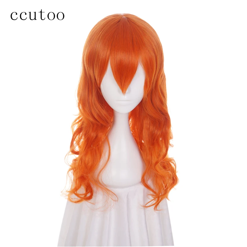 ccutoo 65cm Nami Orange Curly Long M Shape Hairstyles Synthetic Wig For Women's Cosplay Wig Heat Resistance Party Costume Wigs