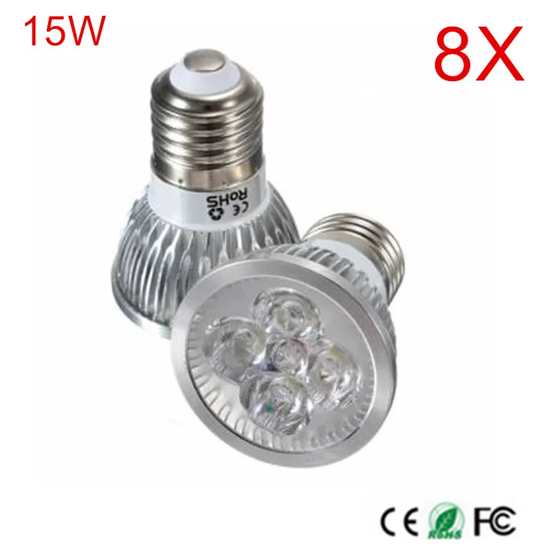 8Pcs Super Power E27 LED lamp AC110V AC 220V 230V 240V LED Spot light Bulb light 15W High Luminous Spotlight