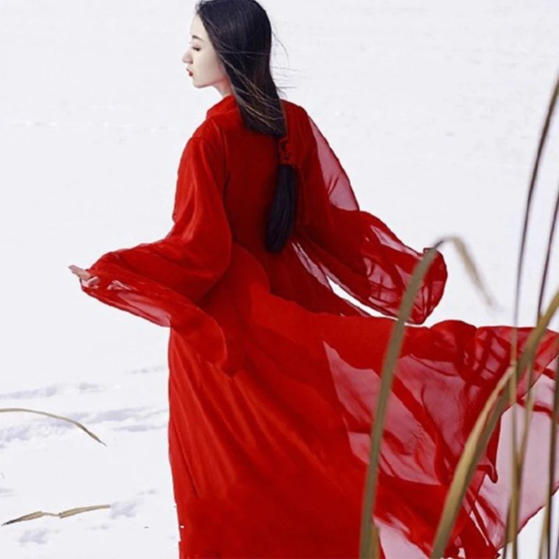 Ancient Chinese Costume Women Clothes Traditional Hanfu Tang Dynasty Dance Costumes Folk Fairy Dress Red Outfits DNV11416