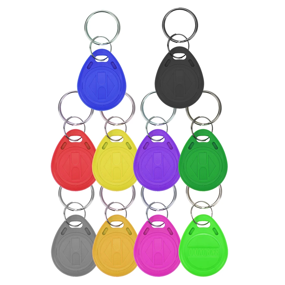 100pcs/lot RFID Keychain Card Tag Key 125khz ID Keyfob TK4100 EM4100 Access Control Time Attendance Fob Token Ring