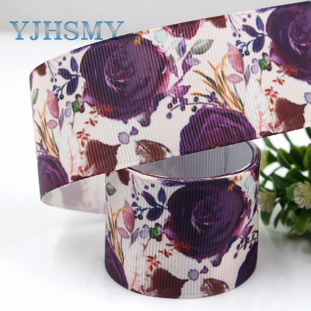 YJHSMY G-18912-1103,10 yards 38 mm flower Printed grosgrain ribbons,Clothing accessories,DIY handmade gift wrapping materials