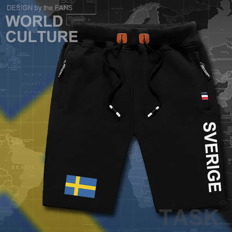 Sweden Sverige mens shorts beach new men's board shorts flag workout zipper pocket sweat letter clothing 2017 Swedish Swede SE