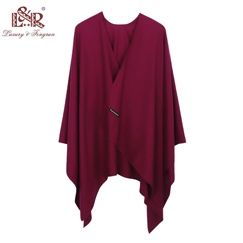 Poncho de Cachemira a la moda para Mujer, Bufanda lisa de invierno, chal, Pashmina, Sjaal, novedad de 2021