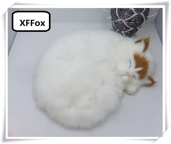 cute real life yellow head cat model plastic&furs sleeping cat doll gift about 25x21cm xf1377