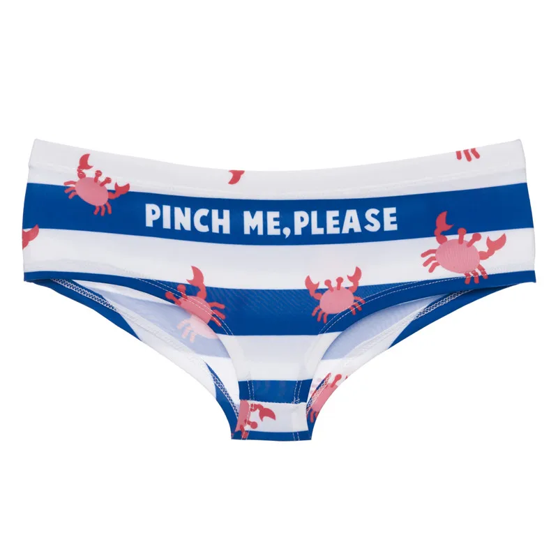 DeanFire Pinch Me Crab Funny Print Hipster Panties Underwear Women Super Soft Kawaii Lovely Female Push Up Briefs Lingerie Thong