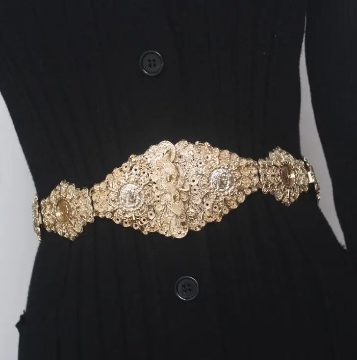 Women's runway fashion gold buckle elastic Cummerbunds female Dress Corsets Waistband Belts decoration wide belt R1667