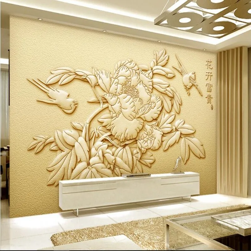 

wellyu Custom large frescoes blooming rich sandstone reliefs backdrops nonwovens environmental wallpaper papel de parede