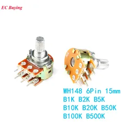5Pcs/1pc WH148 Dual Potentiometer 1K 2K 5K 10K 20K 50K 100K 500K ohm B1K B2K B5K B10K B20K B50K B100K B500K 6 Pins 15mm