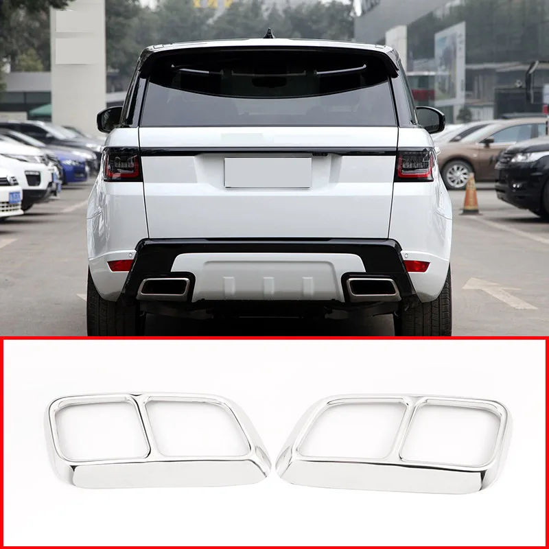 Shiny Silver Chrome Stainless Steel Exhaust Pipe Cover Trim For Range Rover Sport 2018 2019 Range Rover Velar 2017 2018 2019