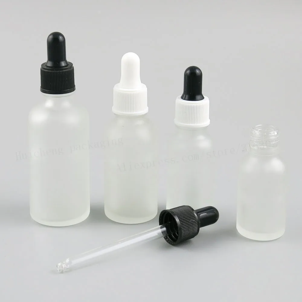 

200 x Refillable Frost 100ML 50ML 30ML 20ML 15ML 10ML 5ML Glass Bottles with Glass Eye Dropper Dispenser for Essential Oils