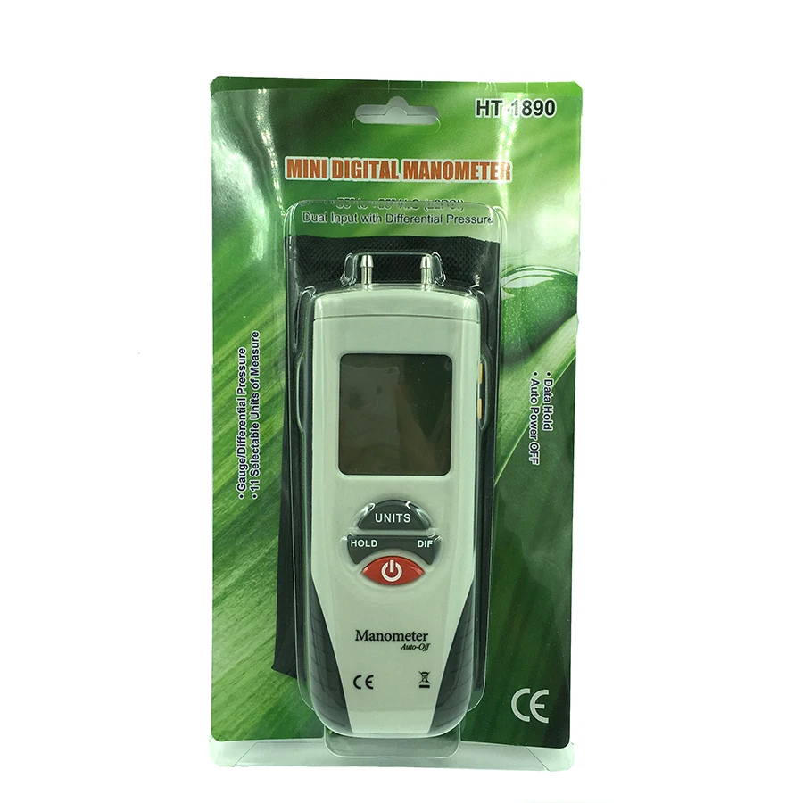 HT-1890 Digital Manometer Air Pressure Meter air pressure Differential Gauge High performance LCD 55H2O to +55H2O Data Hold