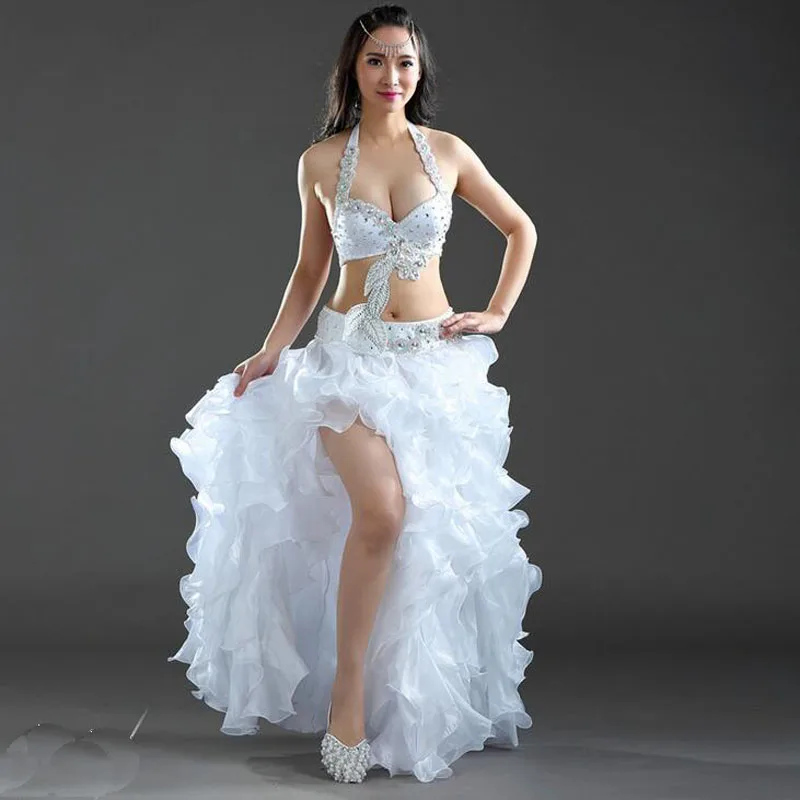 Novo design de fantasia de dança do ventre artesanal com contas, roupa feminina com 3 tamanhos, 2 cores, sexy, oriental