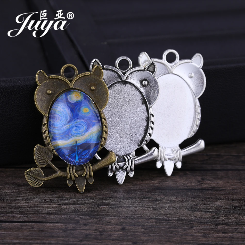 JUYA 10 sztuk/partia Charms ze stopu cynku wisiorek puste Cameo Cabochon ustawienie podstawy dla DIY naszyjnik wisiorek akcesoria do wyrobu biżuterii — zdjęcie 6