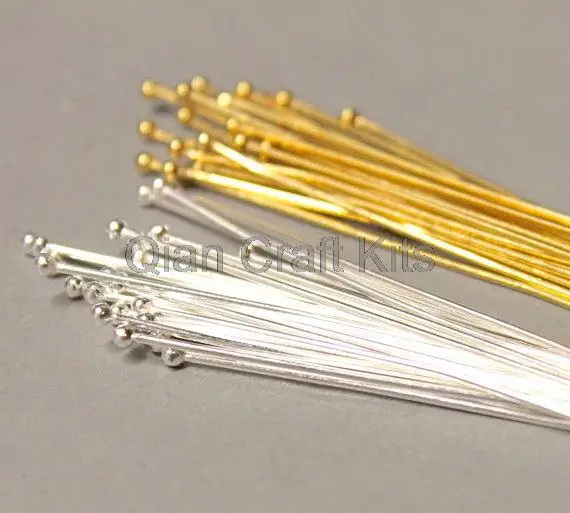 1000pcs gold/silver,rhodium mixed Solid Copper 23 gauge Stunning Ball Head Pins (2mm) Balls mix size (20mm-50mm) long