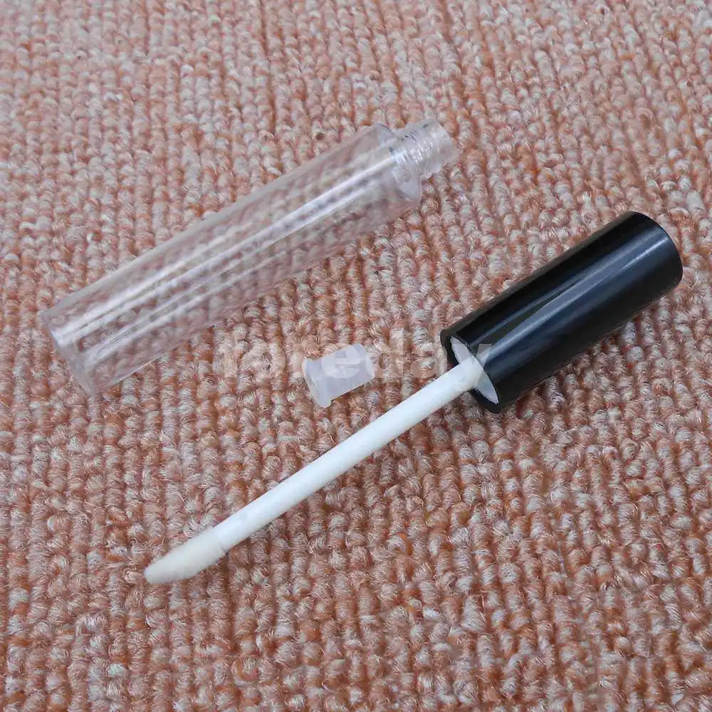 50PCS/LOT X 10ML Pretty Empty Clear Lip Gloss Tube Lip Alm bottle Container Silver / Black Cap 10 ML / 5ML+5ML PET *FD184-186