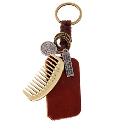 Punk Vintage Bronze Plated Comb Keychain Bag Keyfobs Llaveros Charm Car Key Chain Ring Holder Novelty Accessories Gift FY052