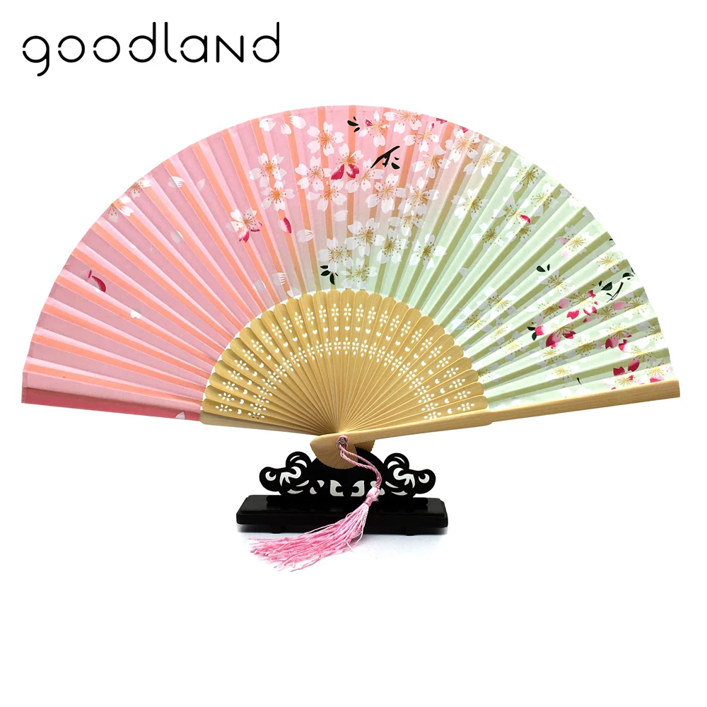 

Free Shipping 1pcs Fashion Chinese Japanese Folding Fan Sakura Cherry Blossom Pocket Hand Fan Summer Art Craft Gift