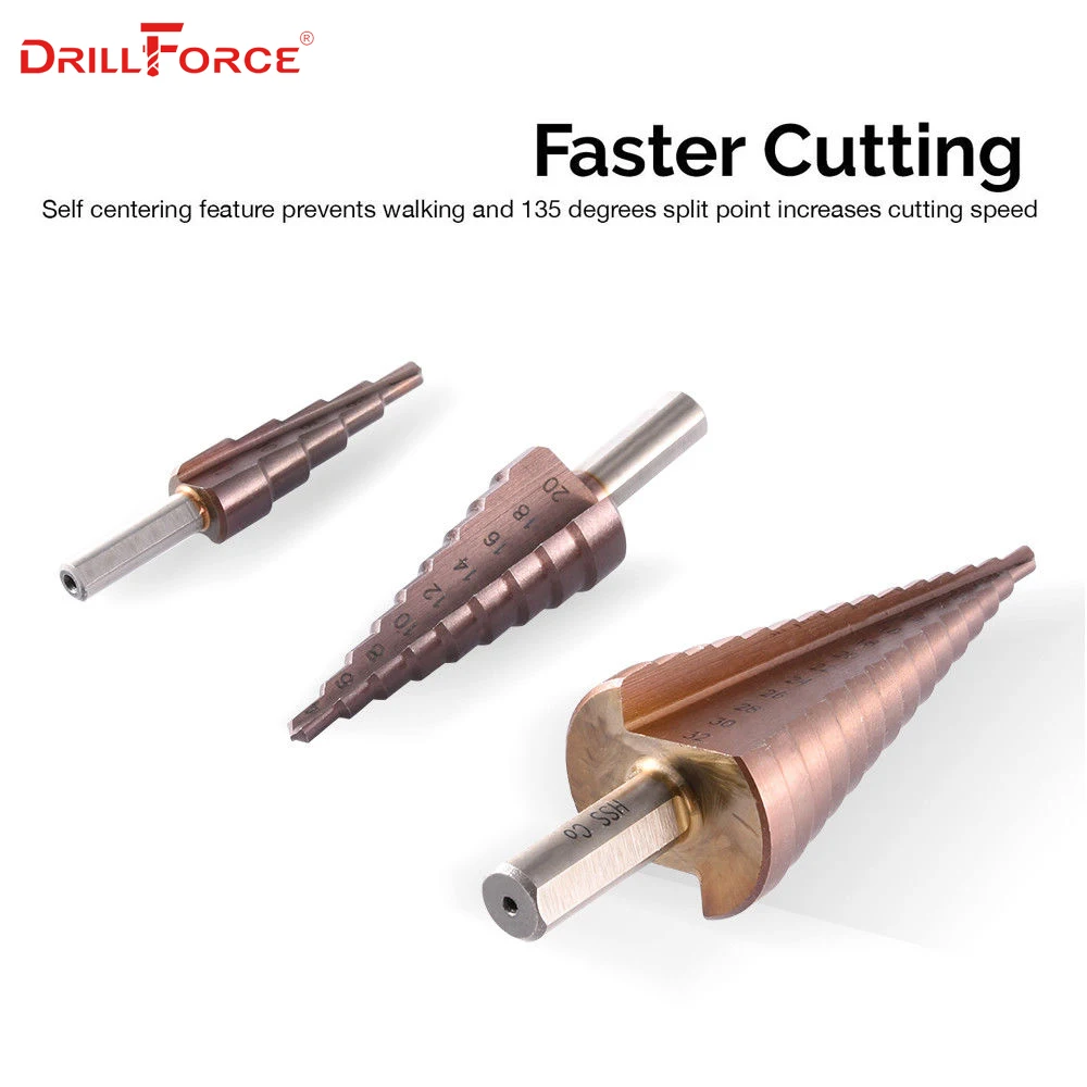 Metal Drill 4-12/20/32mm Step Drill Bit HSSCO High Speed Steel Cone Cobalt Drill Bits Tool Set Hole Cutter For Stainless Steel