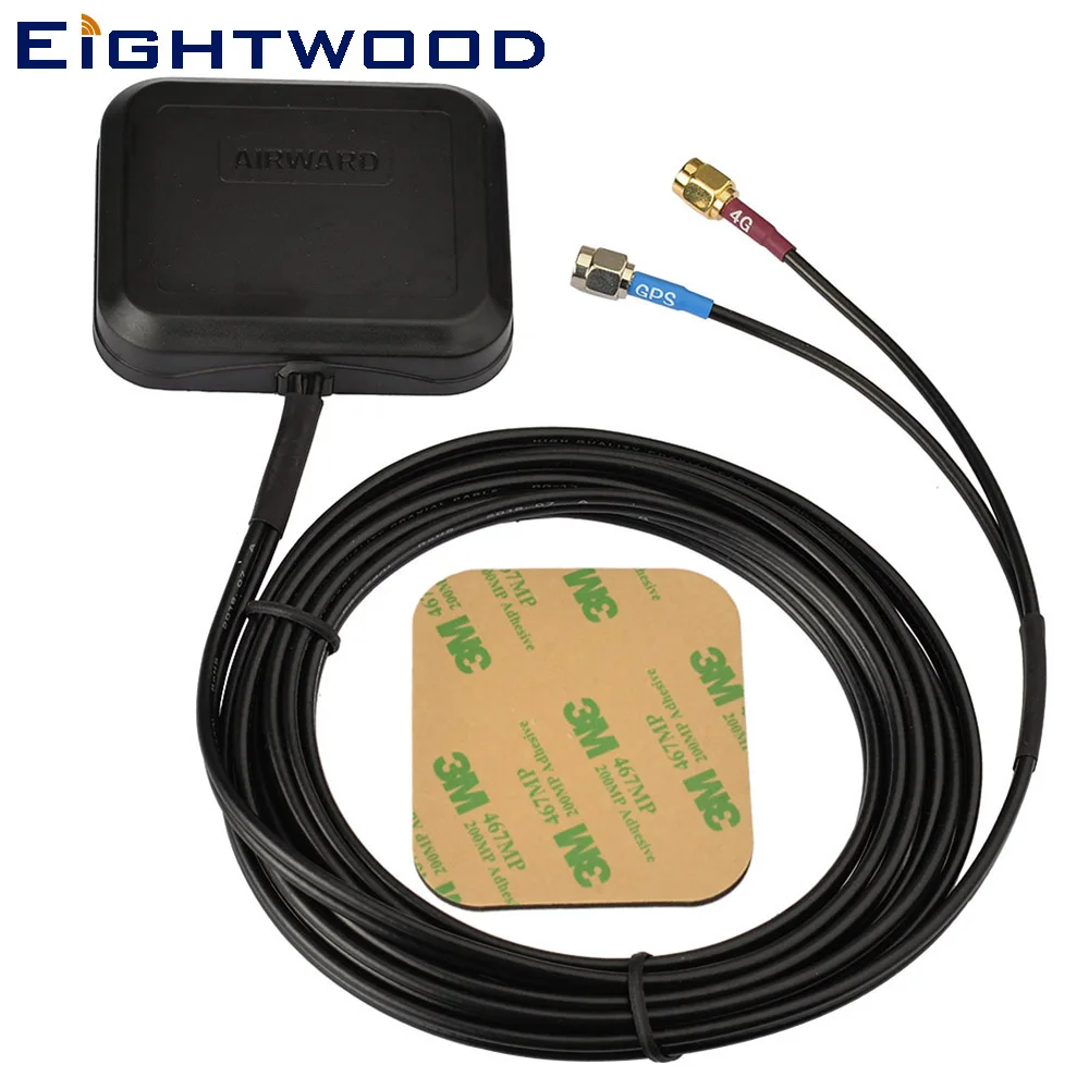 Eightwood Car GPS + 4G LTE Combined Antenna SMA Male for BEIDOU Navigation Head Unit Telematics Mobile Cell Phone Booster System