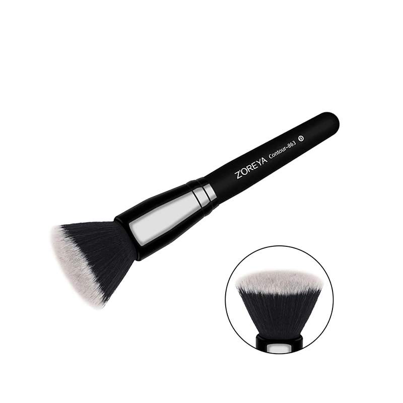 Zoreya Brand Super quality 1pcs Professional Flat Nylon Contour Brush Face Blending Blusher Makeup Brushes