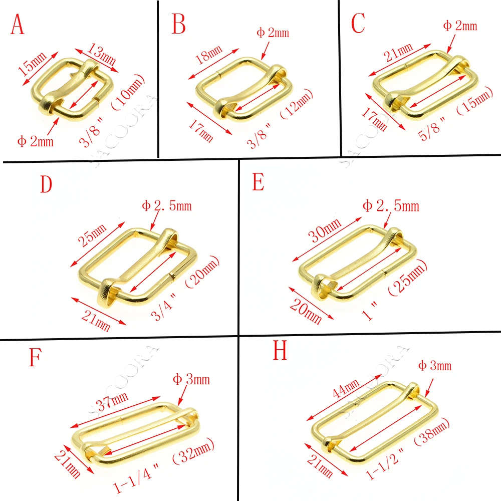 5pcs/pack Metal Slides Tri-Glides Wire-Formed Roller Pin Buckles Strap Slider Adjuster Buckles Rectangle Adjuster Belt Buckles