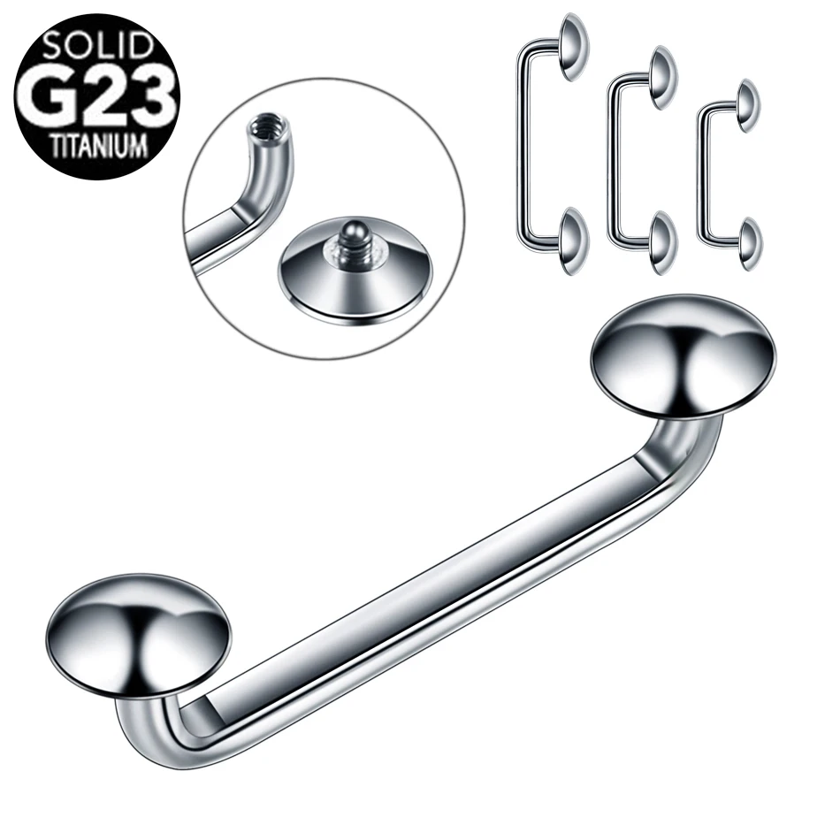 1PC G23 Titanium Internally Thread Crystal Surface Barbell Piercing 14G Micro Dermal Anchor Piercing Body Jewelry