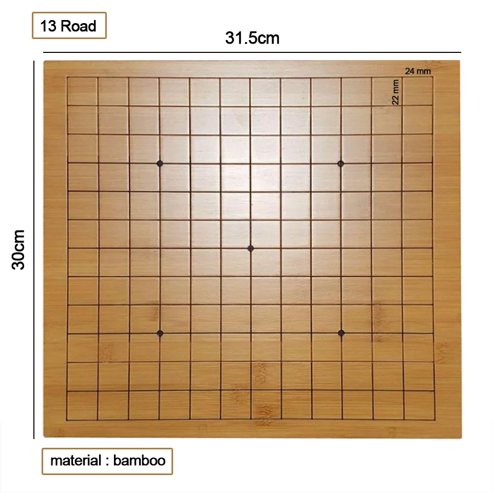 BSTFAMLY Bamboo board Go Chess 13 Road and 9 Road Chessboard 30*31.5*2cm Old Game of Go Weiqi International Checkers LB100