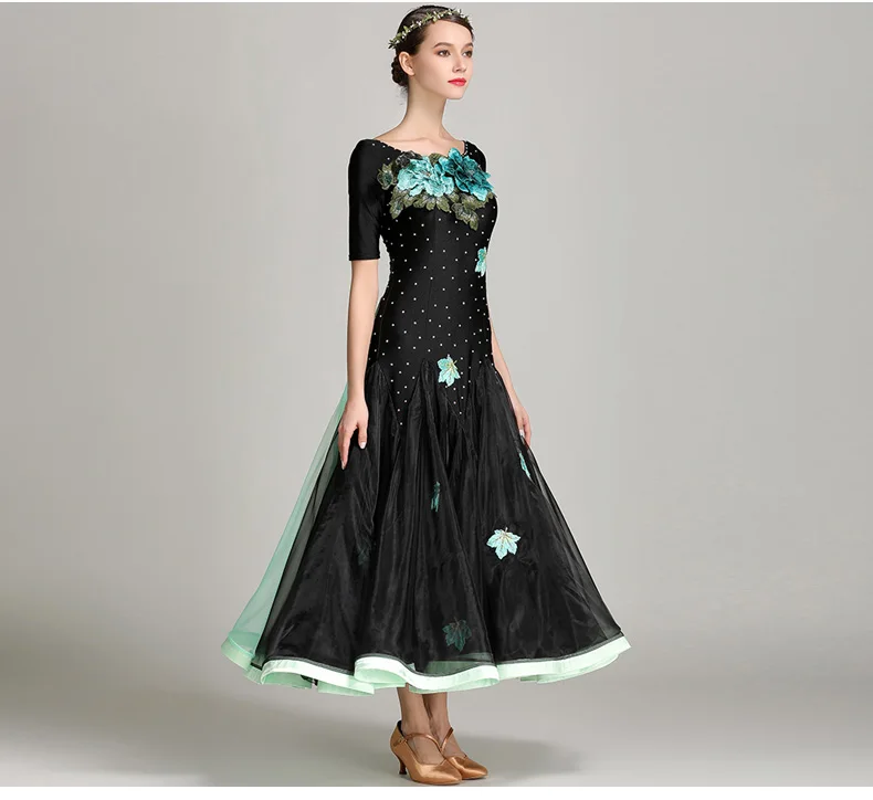 New black flamenco dress tây ban nha trang phục khiêu vũ phục thi nhảy khiêu vũ ballroom dance dresses waltz tango dancewear