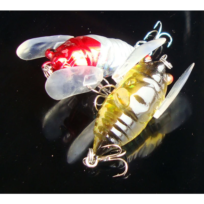 Fishing Artificial Cicada Hard Lure Insect Bait 4cm/6g Topwater Bass Catch Floating Popper Lot 2 Pieces SALE