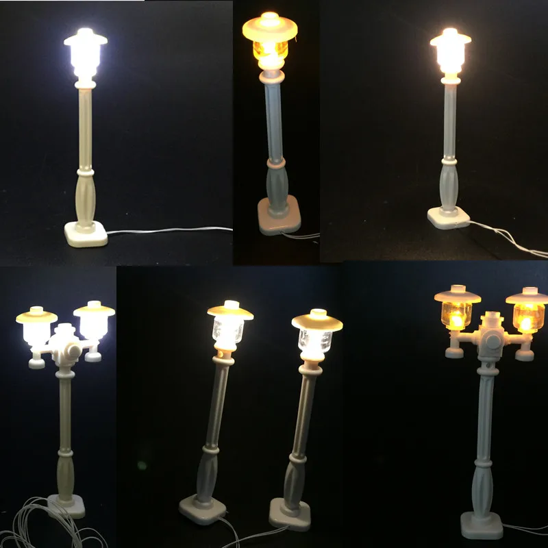 LED lamp post /street light /spotlight / traffic light /Park Road light Building Block USB Luminous Parts City Spotlight Gift B