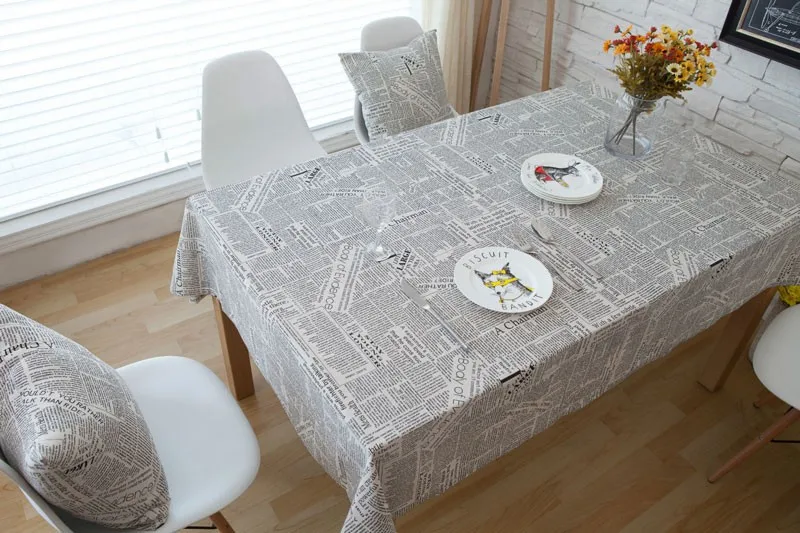 

mylb Retro Newspapers Pattern Decorative Table Cloth Cotton Linen Tablecloth Dining Table Cover For Kitchen Home Decor