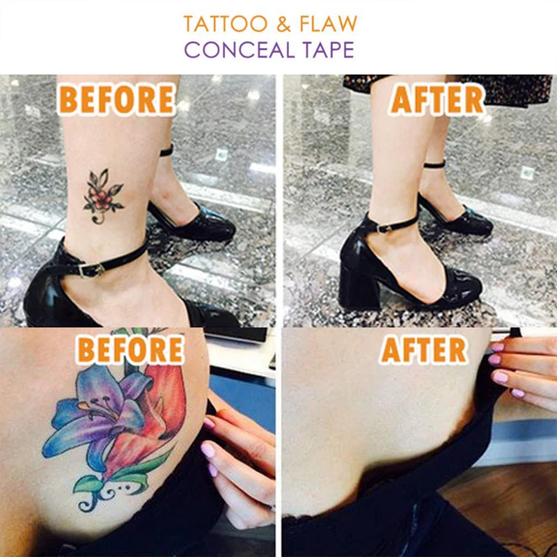 5 Pack Breathable Tattoo & Flaw Concealing Tape,  Scars Flaw Cover UP Tape Stickers,Tattoo Covers and Skin Shields Cover Up Tape image 6