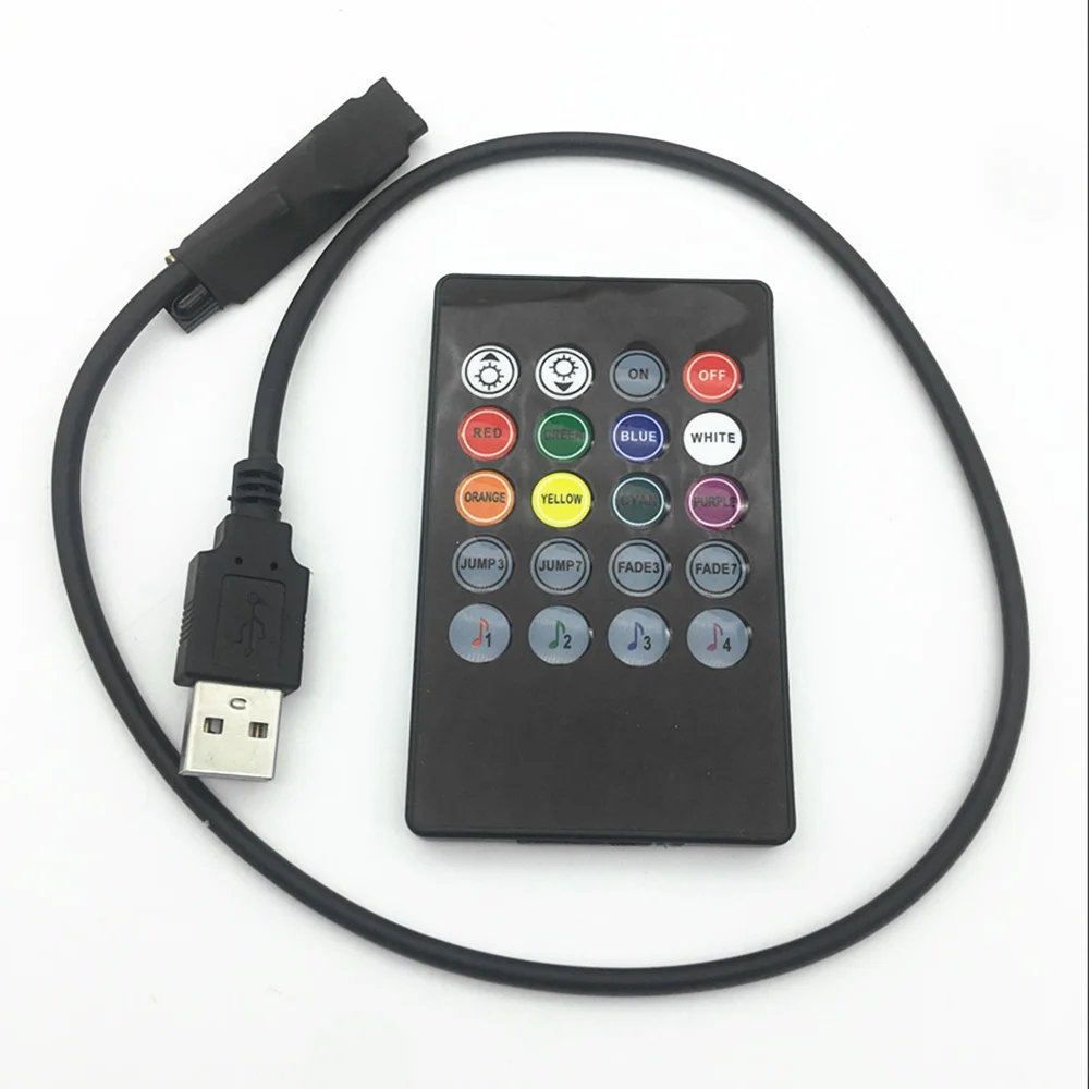 2pcs 5V Music IR Controller 20 Keys 6A 3*2A Black Voice Sound Sensor Remote Practical Home Party For usb 5050 3528 RGB 5V Strip