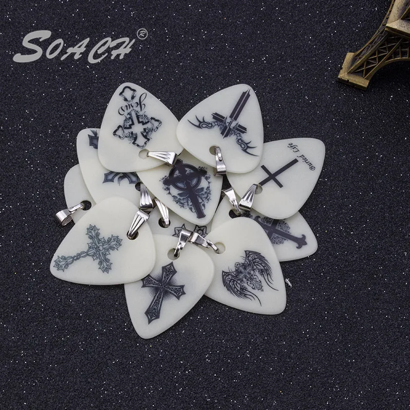 SOACH 2016 new guitar pick necklace the flag cross-shaped pattern dial pendant necklace 1mm guitar picks pendant