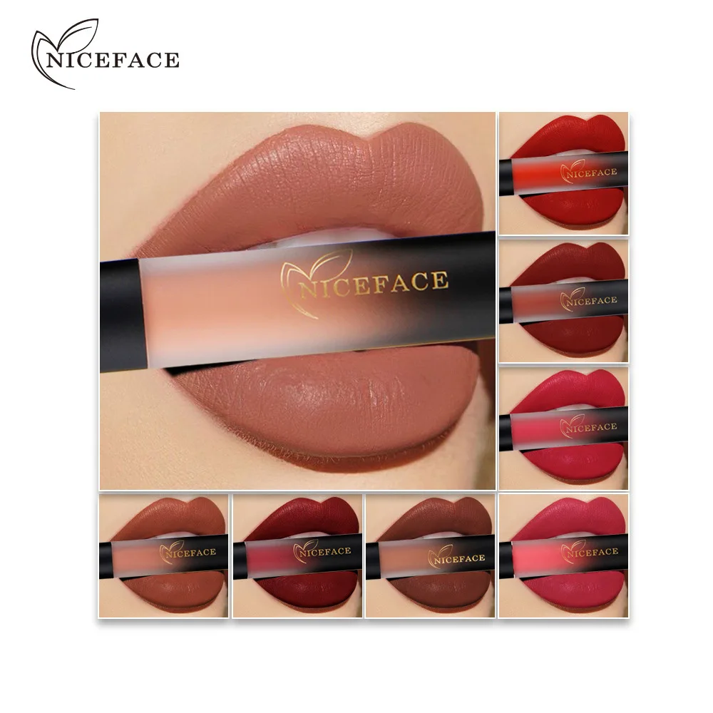 NICEFACE 18pcs/set Brand Liquid Lipsticks Kit Waterproof Long Lasting Lip Gloss Pigments Nude Matte Lips Set Cosmetics Makeup