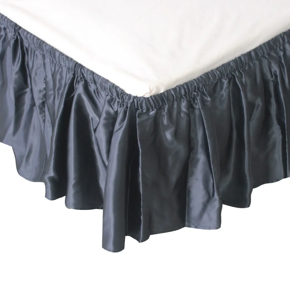 Free Shipping!! Hot Sale Black Wrap Around Elastic Ruffles Style Bed Skirt for King/Queen Size Bed With 14