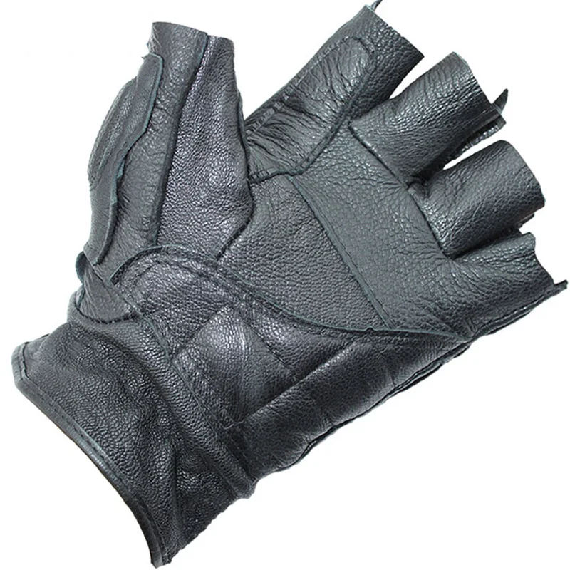 Half Finger Men\'s Imitation Deerskin Gloves Black PU Leather Sports Training Protection Gloves Mittens S20