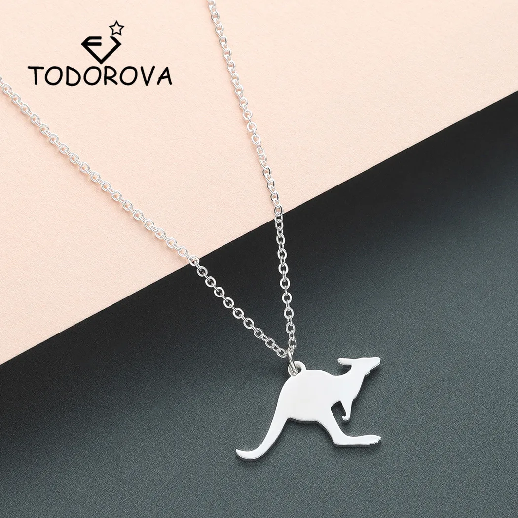 Todorova Cute Kangaroo Pendant Necklace Chain Australia Vacation Wallaby Necklace Women Men Jewelry Wild Animal Gift