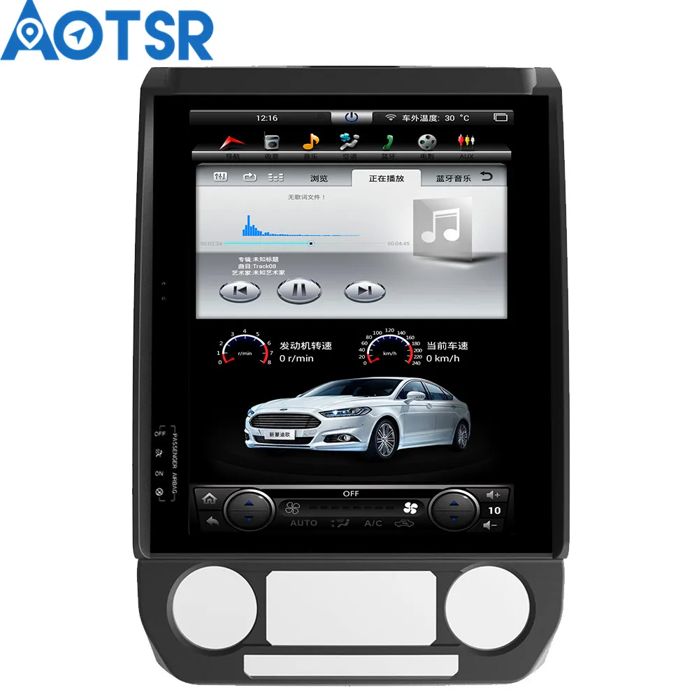 

Автомобильный мультимедийный плеер Aotsr, Android 13, в стиле Тесла, без DVD-плеера, GPS-навигация, для Ford F150 2009-2014, блок с радио и диктофоном