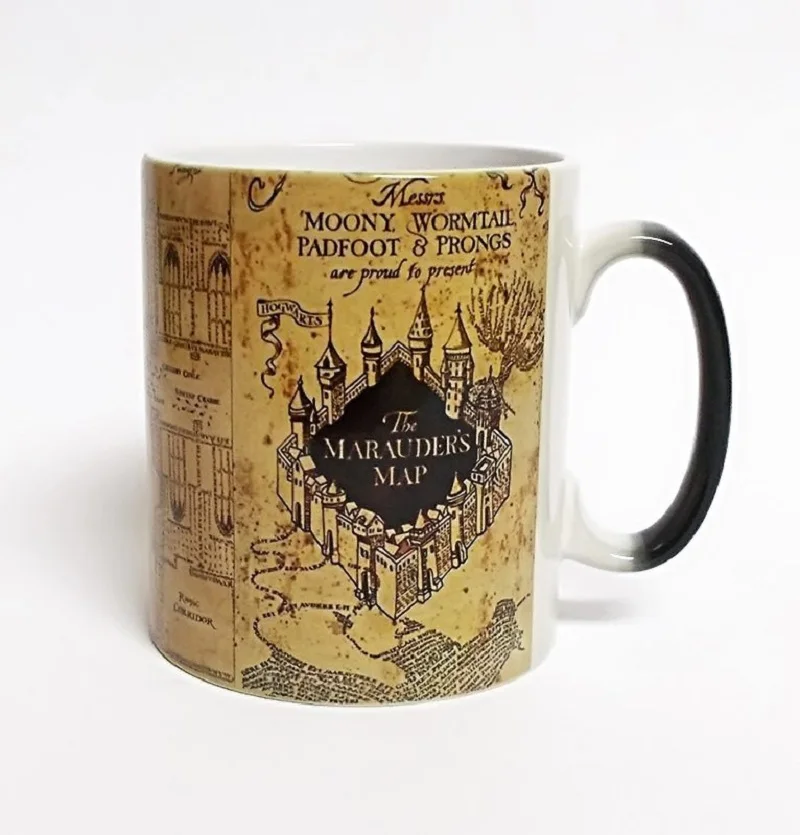 Creative Map Magic Mug Hot Drink Cup Color Changing Mug Marauders Map Coffee Tea Milk Mugs Novelty Gifts