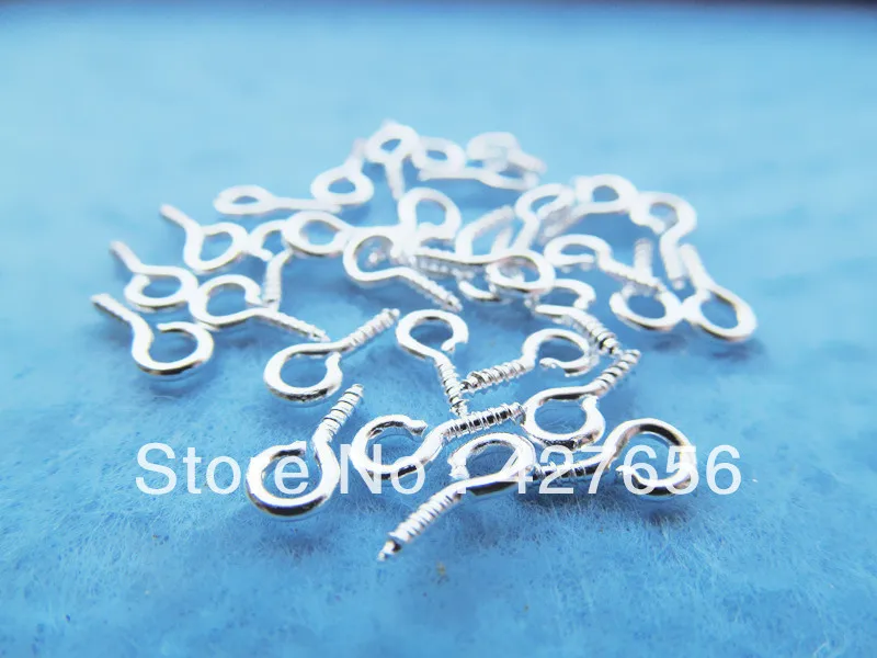 500pcs 4mmx9mm Silver Plated Screw Eyes Pin Bails Top Drilled Charm Findings,DIY Accessory,Jewelry Making