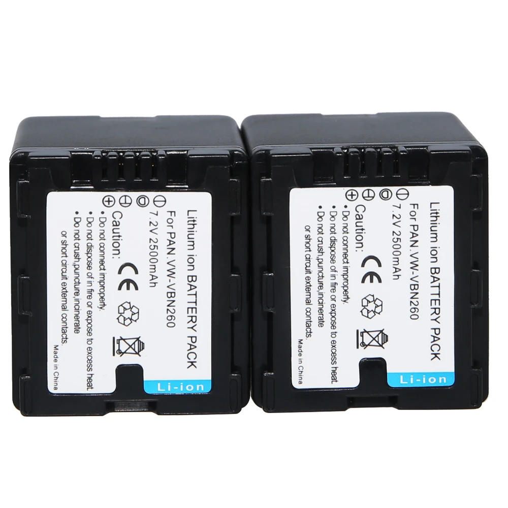 2500 mAh Pin VW-VBN260 VBN260 cho PANASONIC VW-VBN130 VW VBN130 VW-VBN390 VW VBN390 HC X920M TM900 SD800 HS900 SD900