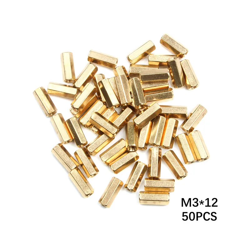 مسامير نحاسية سداسية أنثى M3 * L ، 50 قطعة ، تباعد ، عمود ملولب ، PCB ، اللوحة الأم للكمبيوتر الشخصي ، فاصل