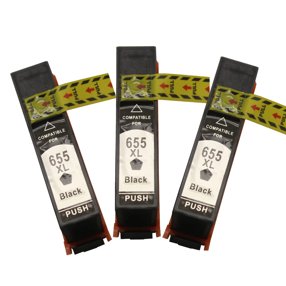 3x Black 655XL Chipped Ink Cartridges Replacement for Deskjet Ink Advantage 3525, 4615, 4625, 5525, 6525 e-All-in-One Printer