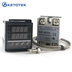 Ketotek Dual Digital PID Temperature Controller Thermostat REX-C100 thermocouple K SSR 40A SSR-40DA 110V 220V Programmable