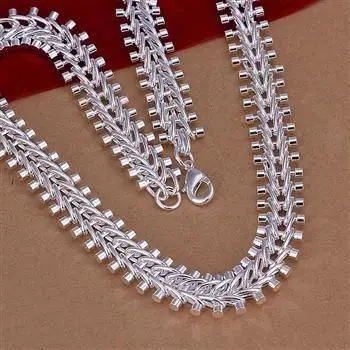 

N166 Hot Sale Silver Color Necklace, Factory Price 925 Sterling Silver Fashion Jewelry Fish Bone Necklace /aegaivna Aekaivra