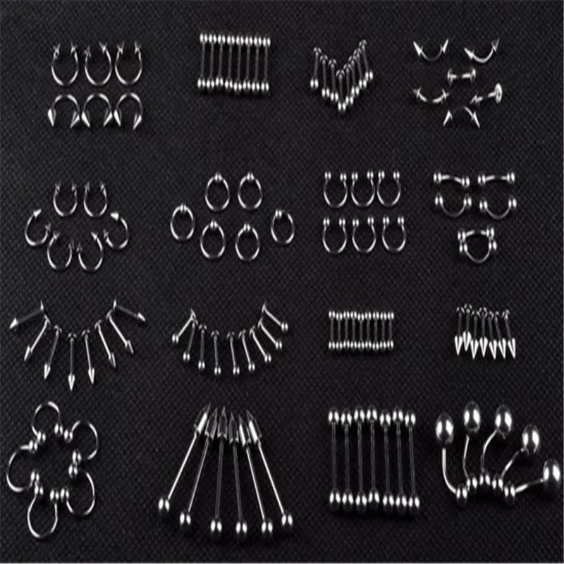 PINKSEE 30Pcs/Lot Tongue Eyebrow Lip Belly Navel Ring Body Piercing Jewelry Wholesale Items