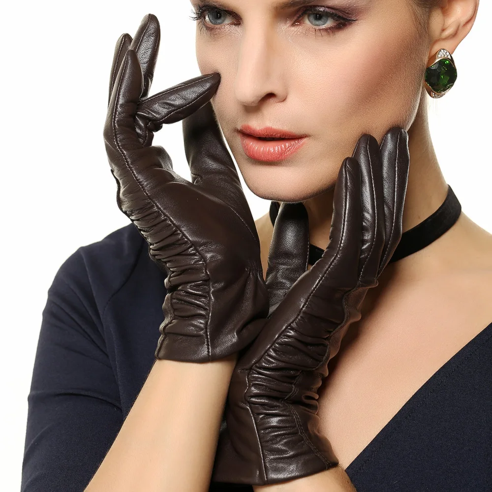 Hot Sale Women Genuine Leather Gloves Wrist Winter Goatskin Glove For Female 3 Colors Sheepskin Drivng Keep Warm L124NQ